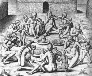 Anthropophage Mahlzeiten: Kannibalen in Südamerika - in „Admirante Narratio Americae“ von Théodore de Bry von Theodore de Bry