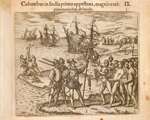 Christoph Kolumbus landet auf der Insel Guanahani (San Salvador) am 12. Oktober