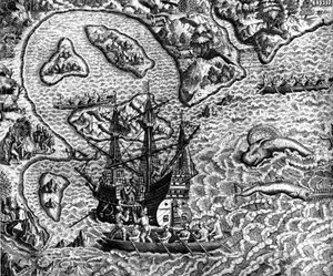 Entdeckung Amerikas - in „Admirante Narratio Americae“ von Theodore de Bry