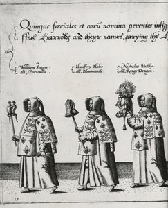 Herolde im Trauerzug von Sir Philip Sidney auf dem Weg zur St. Pauls Kathedrale, 1587