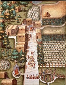 Der Garten der Stadt Secota in Virginia. Gravur aus „Admirante Narratio Americae“ von Theodore de Bry (1528-1598) von Theodore de Bry