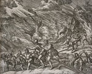 Hurrikan versenkt die Santa Maria, Karavelle von Christoph Kolumbus von Theodore de Bry