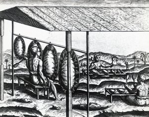 Javanische Musikinstrumente, von Theodor de Bry (1528-1598), Stich von Theodore de Bry