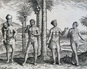 Eingeborene Äthiopiens, aus dem Werk India Orientalis, Gravur von Theodor de Bry, Afrika