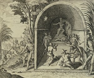 Portugiesische Navigatoren kommen in Äthiopien an, Illustration aus Indiae Orientalis