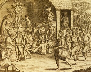Südamerikanisches religiöses Ritual, Stich aus 