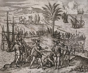 Die Verhaftung von Christoph und Bartholomäus Kolumbus auf Befehl von Francisco de Bobadilla