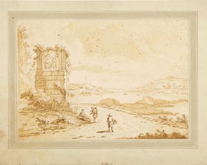 Meeresbucht mit Ruine und figürlicher Staffage