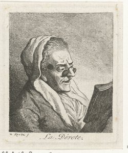 Lesende alte Frau mit Kneifer von Theodorus de Roode