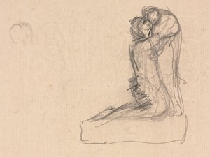 Skizze von zwei sich umarmenden Figuren (verso)