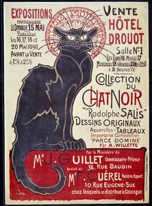 Werbeplakat zur Ankündigung des Verkaufs der Sammlung Cat Noir und Werke von Rodolphe Salis im Hotel Drouot 1898, Illustration von Theophile Alexandre Steinlen von Théophile Alexandre Steinlen