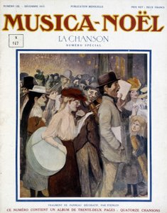 Zeitschrift „musica Noel“, Sonderausgabe Dezember 1913. Das Cover besteht aus einem Fragment eines dekorativen Panels von Steinlen von Théophile Alexandre Steinlen