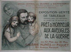 Plakatwerbung für einen Kunstverkauf zugunsten blinder Soldaten