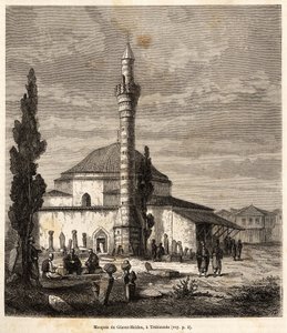 Die Moschee von Giaour-Meidan (Giaour Meidan) in Trapezunt (heutiges Trabzon, an der Küste des Schwarzen Meeres, Türkei), die einst eine byzantinische Kirche war, graviert nach einer Zeichnung des Erzählers, zur Illustration einer Reise nach Lazistan und A