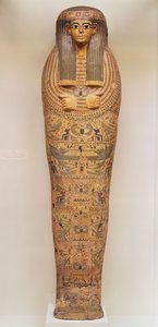 Ägyptischer Sarg einer unbenannten Person, dekoriert mit rituellen Szenen, ca. 1050 v. Chr.
