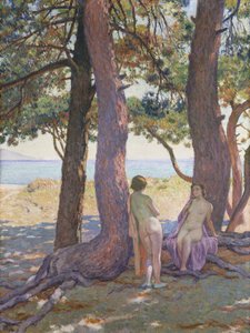 Zwei Nackte unter Kiefern, 1925 von Théo van Rysselberghe