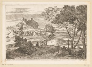 Arkadische Landschaft mit Figuren und Kaninchen von Théodore