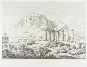 Korinth: Tempel des Neptun und der Akrokorinth von Théodore Caruelle d
