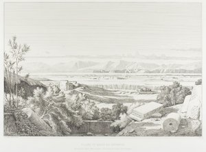 Ansicht von Delos: Kykladen. Hafen von Delos, Paros und Groß-Delos