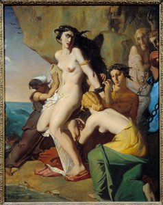 Andromeda an den Felsen gebunden von Théodore Chassériau