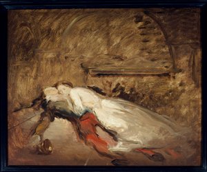 Die Liebenden Romeo und Julia. Illustration des gleichnamigen Stücks von William Shakespeare (1564-1616), die den Tod der Liebenden in Szene 3 des Aktes V darstellt von Théodore Chassériau