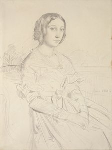 Porträt einer jungen Frau, sitzend, drei Viertel nach links, 1839-1856