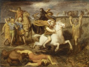 Szene aus den Gallischen Kriegen: Der Gallier Littavicus, der die römische Sache verrät, flieht von Théodore Chassériau