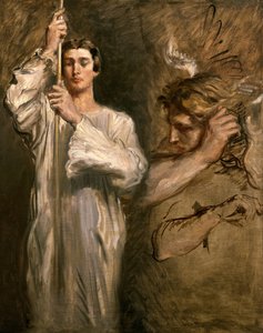 Junger Mann, der ein Kreuz hält von Théodore Chassériau