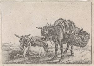 Zwei Maultiere von Théodorus van Kessel
