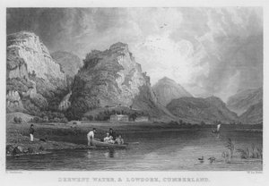 Derwent Water und Lowdore, Cumberland (Stich) von Thomas (after) Allom