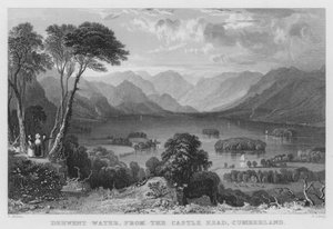 Derwent Water, vom Castle Head, Cumberland (Stich)