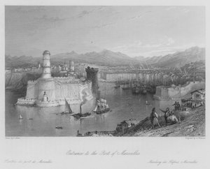 Eingang zum Hafen von Marseille (Stich) von Thomas (after) Allom