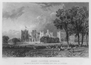 Raby Castle, Durham, der Sitz von William-Harry Vane, Herzog von Cleveland (Stich) von Thomas (after) Allom