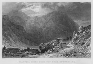 Scawfell Pikes, von Sty Head, Cumberland (Stich) von Thomas (after) Allom