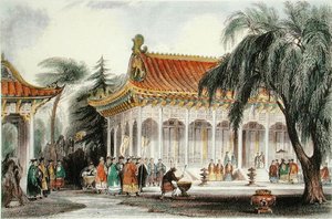 Die Audienzhalle im Palast von Yuen-ming-Yuan, Peking, um 1850 von Thomas (after) Allom