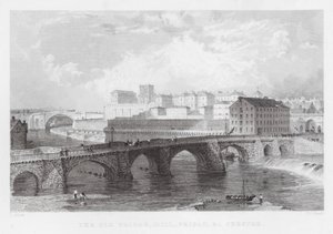 Die alte Brücke, Mühle, Gefängnis usw., Chester (Gravur) von Thomas (after) Allom