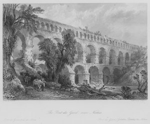 Pont du Gard, nahe Nîmes (Gravur) von Thomas (after) Allom