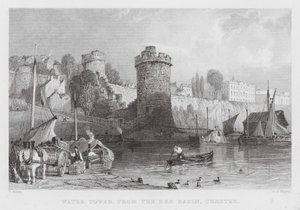 Wasserturm, vom Dee-Becken, Chester von Thomas (after) Allom