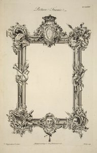 Entwurf für einen Bilderrahmen, veröffentlicht 1761 (Gravur) von Thomas (after) Chippendale