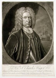Porträt von Sir Charles Wager (1666-1743) Admiral des Blauen Geschwaders, graviert von John Faber (1684-1756) 1732