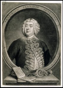 Francesco Bernardi Senesino, graviert von Alexander van Haecken (1701-58) von Thomas (after) Hudson