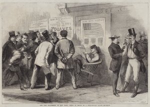 Die Kriegserregung in New York, Szene vor einem Feuerwehrhaus (Gravur) von Thomas (after) Nast