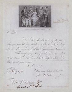 Bestätigungsschreiben der Wahl zur Mitgliedschaft in der Gesellschaft zur Förderung von Kunst, Manufakturen und Handel von Thomas (after) Stothard