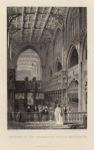 Innenraum der Kollegiatkirche in Manchester von Thomas Allom