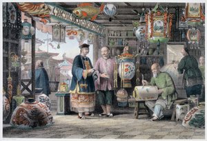Showroom eines Laternenhändlers in Peking, China, 1843