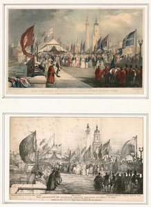 Die Zeremonie der Eröffnung der London Bridge am 1. August 1831 von Thomas Allom