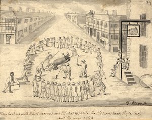 Bärenhetze, Manchester, 1819 von Thomas Barritt