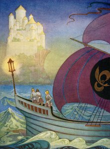 Der Ritter Perceval nähert sich Camelot vom Meer aus von Thomas Blakeley Mackenzie