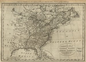 Eine korrekte Karte der Vereinigten Staaten von Nordamerika; einschließlich der britischen und spanischen Territorien, sorgfältig nach dem Vertrag von 1784 erstellt von Thomas Bowen