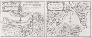 Karten von Captain James Cook: Eingang des Endeavour River und Botany Bay in New South Wales von Thomas Bowen